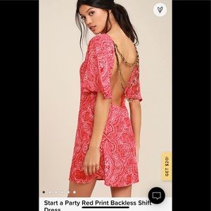 Lulus Start a Party Red Print Backless Shift Dress